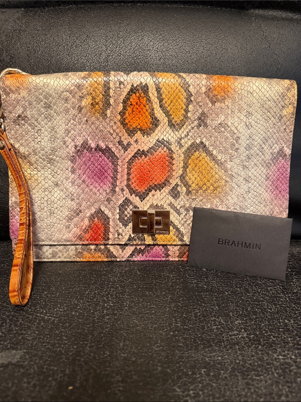 Brahmin Multicolor Snake-Print Lilly Pouch
